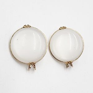 Vintage Hillcraft 1950's 14k Rolled Gold White Moonglow Thermoset Slide Earrings